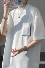 T10125-特批35高质量260g双纱纯棉小众口袋设计大码短袖T恤，男装T恤，电商A059