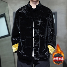 现货24新中式丝绒竹叶压花高级感棉服MY9913-P130控189，男装棉衣，电商A021