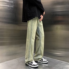 直筒牛仔裤男秋冬季美式复古水洗高街潮牌ins休闲长裤NK2433-P50，男装牛仔裤，星座1008