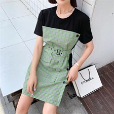 拼接连衣裙，女装连衣裙，雪蘭桐(6F)