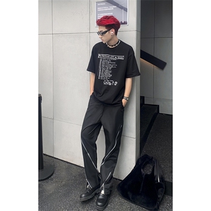 B221美式ins高街暗黑小众拉链情侣休闲冲锋裤LK23030-P65控88,男装粉色搭配图片