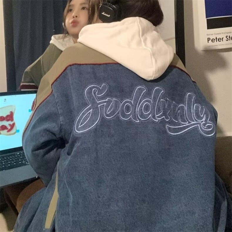 今年流行牛仔外套男女美秋季新款拼接百搭独特棒球服JK8527,男装工装外套,星座516A