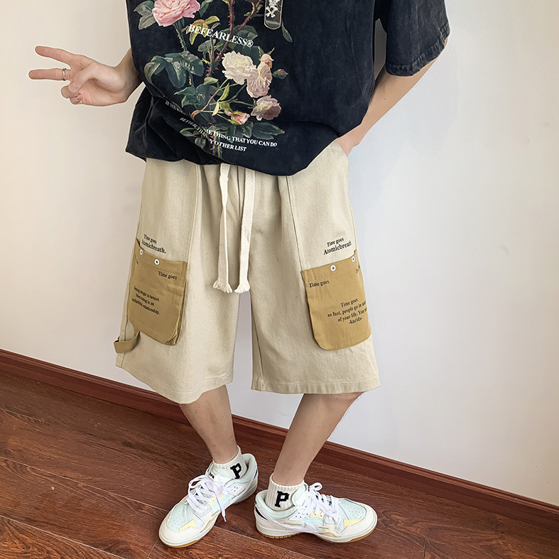 2023港风文艺做旧短裤男春夏宽松潮流五分裤,男装休闲裤,星座716-2