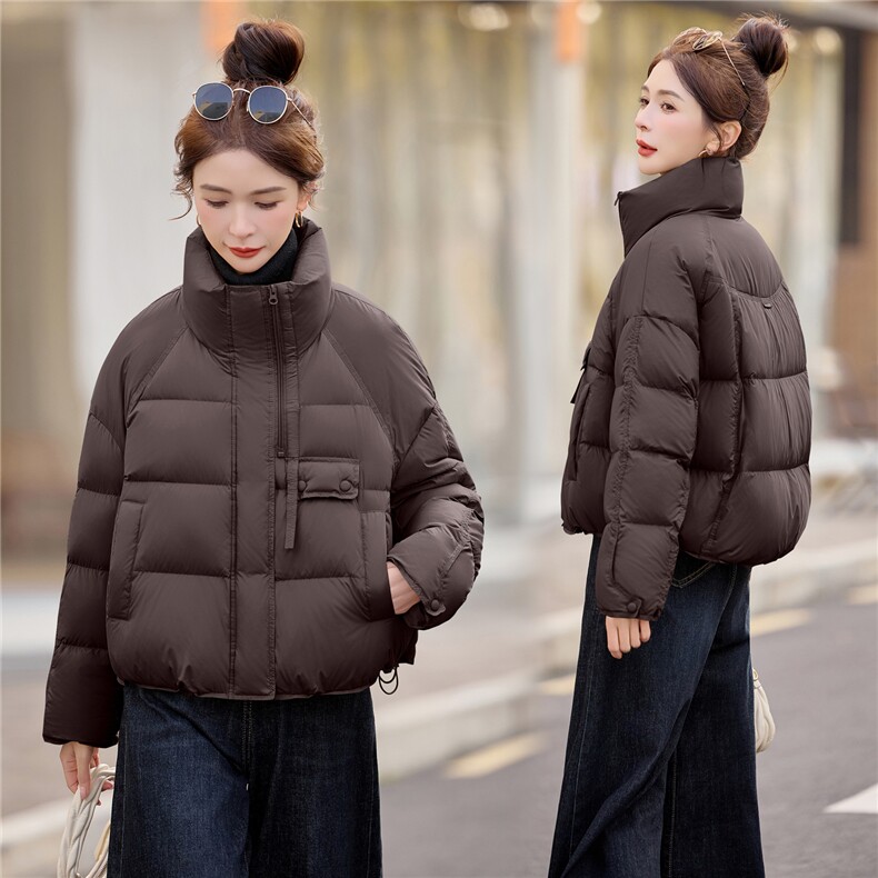 时尚洋气短款立领白鸭绒羽绒服女2025冬新款韩版设计感,女装羽绒服,余墨