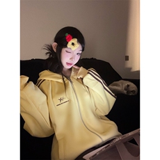 WE1950-P52三杠条纹织带小恶魔耳朵连帽开衫卫衣男女，男装卫衣，电商B323A