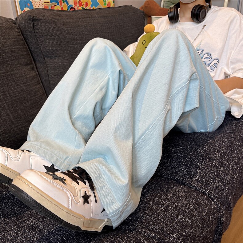 24年春夏季水洗高街vibe直筒宽松阔腿五色牛仔裤NZ2310-P55控78，男装牛仔裤，星座1002-1