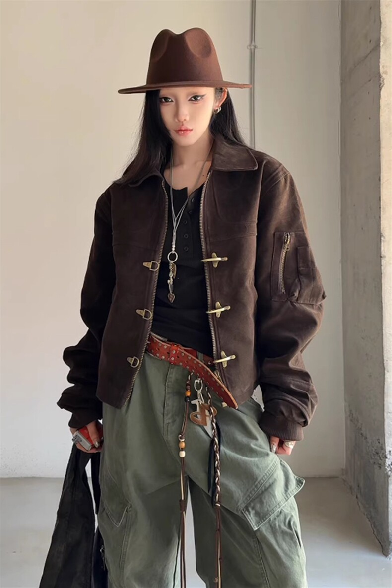 做旧仿麂皮外套众解构飞机扣夹克JK7735特P98,男装夹克,星座908-1