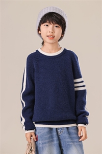 秋冬儿童羊绒衫35%羊绒保暖男女童百搭经典蓝白条纹柔软亲肤图片