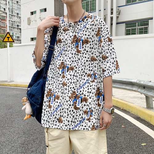 夏季港风T恤男宽松满印花中性风t恤情侣款DS-A160-1-T113-P30,男装T恤,电商C323-1