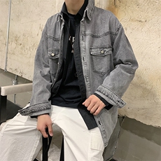 春季牛仔夹克男潮流韩版外套港风潮牌宽松休闲上衣8199-P75，男装夹克，电商A318