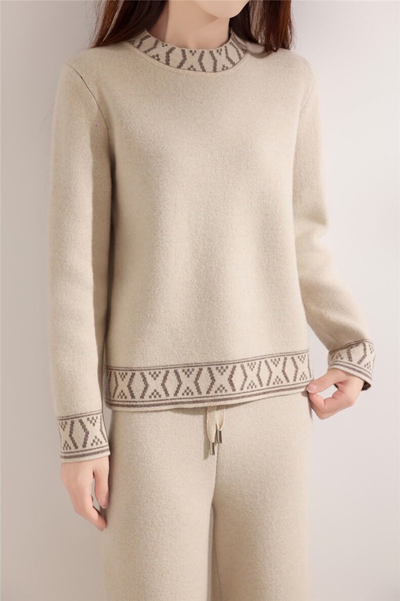 2025年秋季时尚百搭通勤简约休闲加厚套装，女装套装/套裙，鹏源羊绒