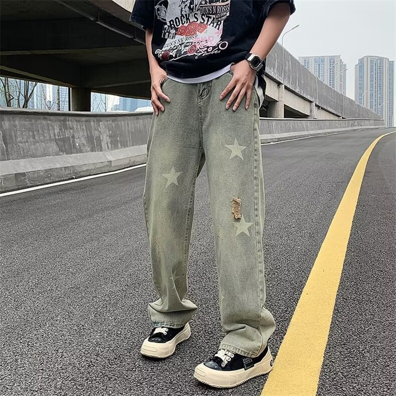 微弹潮新款春季青春流行牛仔裤男ins合体直筒气质潮流长裤简约图片