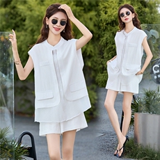 半月袖圆领西装短裤套装女2025新款夏季薄款小个子职业御姐高级感，女装套装/套裙，时尚俏佳人