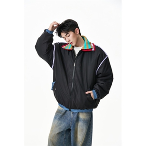 撞色双领棉服潮牌美式学院风情侣外套 WT2505-P80-控138图片