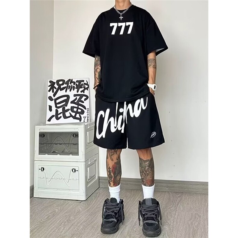 2025潮流男生宽松休闲五分裤夏季新款字母印花短裤DA17-P22,男装牛仔裤,星座208-5