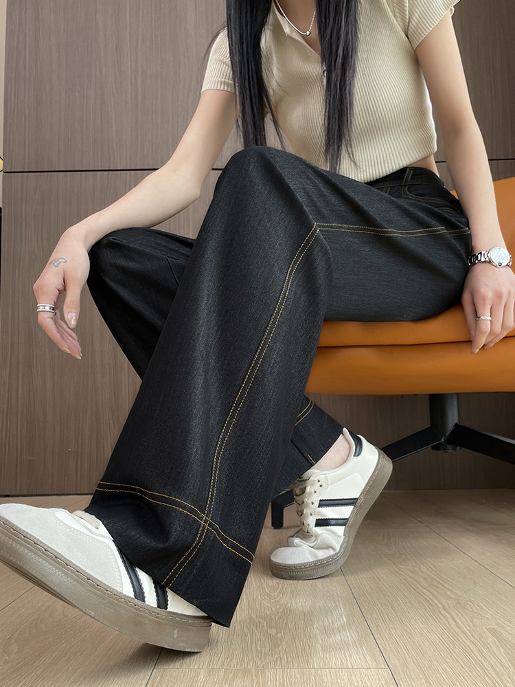 现货天丝阔腿牛仔裤女夏季薄款新款高腰显瘦宽松垂感直筒裤,女装休闲裤,云美莎专业女裤-全店现货