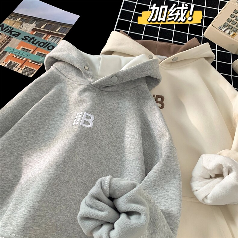 平铺假两件加绒加厚宽松刺绣连帽卫衣D309B-CC12-P60,男装卫衣,电商D309B