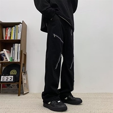 复古牛仔裤男潮牌阔腿裤宽松直筒裤美式高街百搭休闲长裤裤子，男装牛仔裤，星座716-2