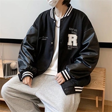 潮流夹克潮男春季毛呢拼皮夹克J51P63，男装夹克，星座1116-2