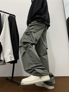工装休闲裤子男潮牌痞帅高街褶皱休闲冲锋裤 1001-1-AK887-P40图片