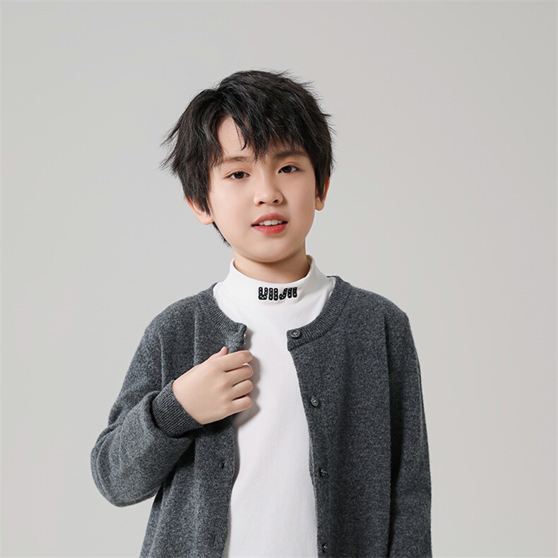 秋冬季儿童新款单排扣时尚百搭圆领羊毛开衫,童装儿童羊毛衫,凯旺羊绒