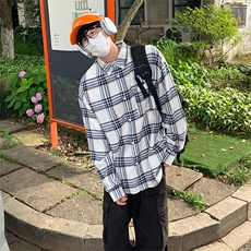 特P35无差价新款秋季时尚潮流格子长袖衬衫-HS2298港风，男装衬衫，电商A003