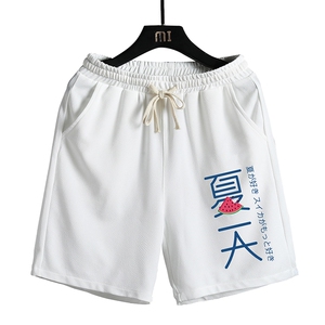 MK37192-P15 冰丝短裤男士大码宽松休闲五分裤男运动中裤 网格图片