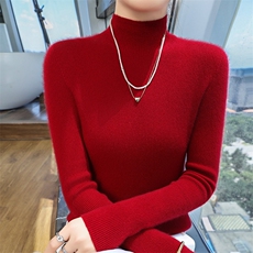 2025年秋季单件长袖线抽条半高领时尚百搭通勤简约，女装羊绒衫，高粱穗羊绒