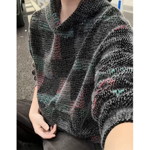 美式复古男女针织连帽卫衣秋冬季加厚毛绒外套SYT20 P62图片