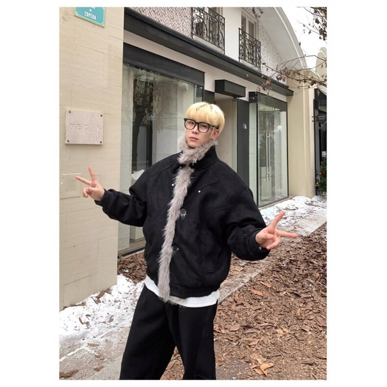 美式高街座山雕棉服男款冬季加厚连帽毛领外套高级感痞帅夹克棉衣,男装夹克,星座506A