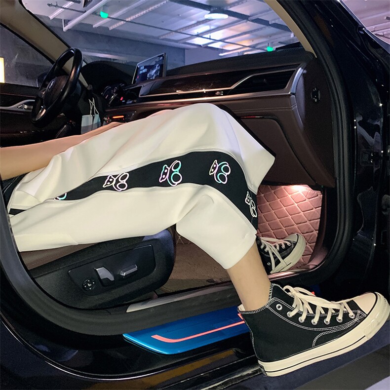 2023夏装新款 港风休闲薄款反光小熊拉链七分裤 B221-LK21128-P45图片