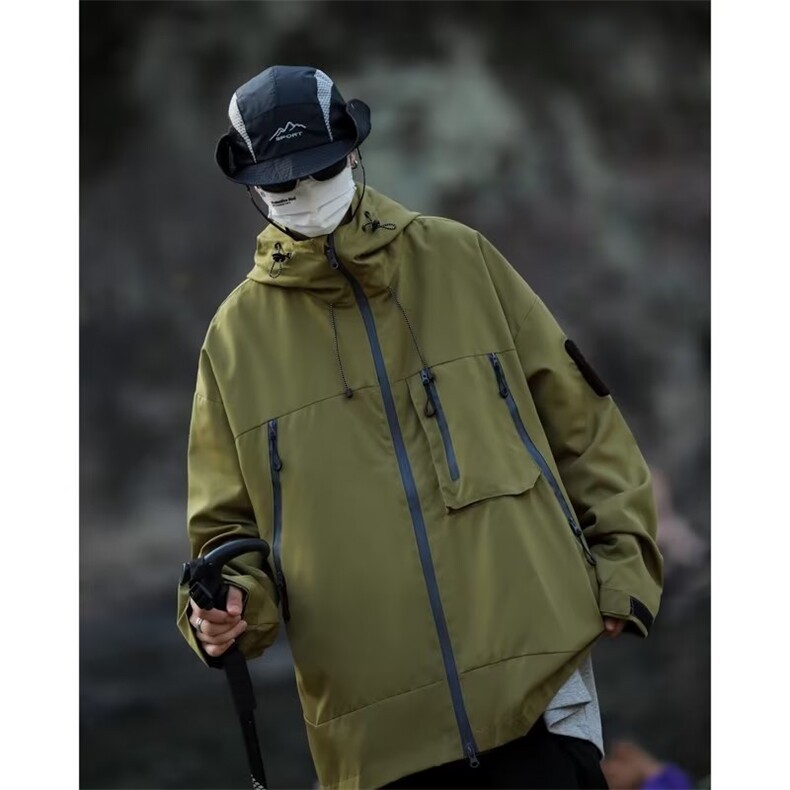 山系工装防晒冲锋衣外套男2024秋季潮牌连帽夹克户外运动宽松衣服,男装夹克,星座716-4