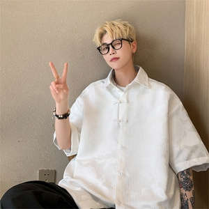 新中式X5525-TP40 控价68 唐装盘扣五分袖衬衫男夏季风衬衣图片