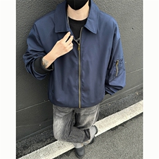 新款春秋美式宽松痞帅翻领飞行夹克复古百搭工装外套男士6185-P50，男装夹克，星座1403B