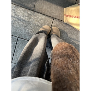 深灰色糯米裤男女同款春秋季美式复古垂感休闲裤情侣百搭直筒裤子图片