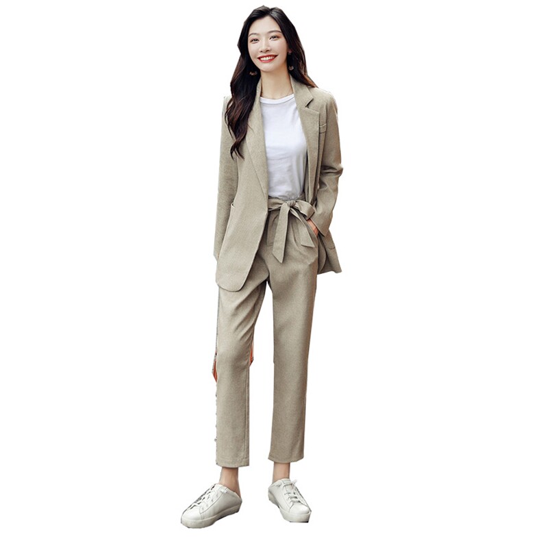 两件套2021年秋季短袖收腰百搭时尚纯色简约潮流,女装套装/套裙,辉之琳