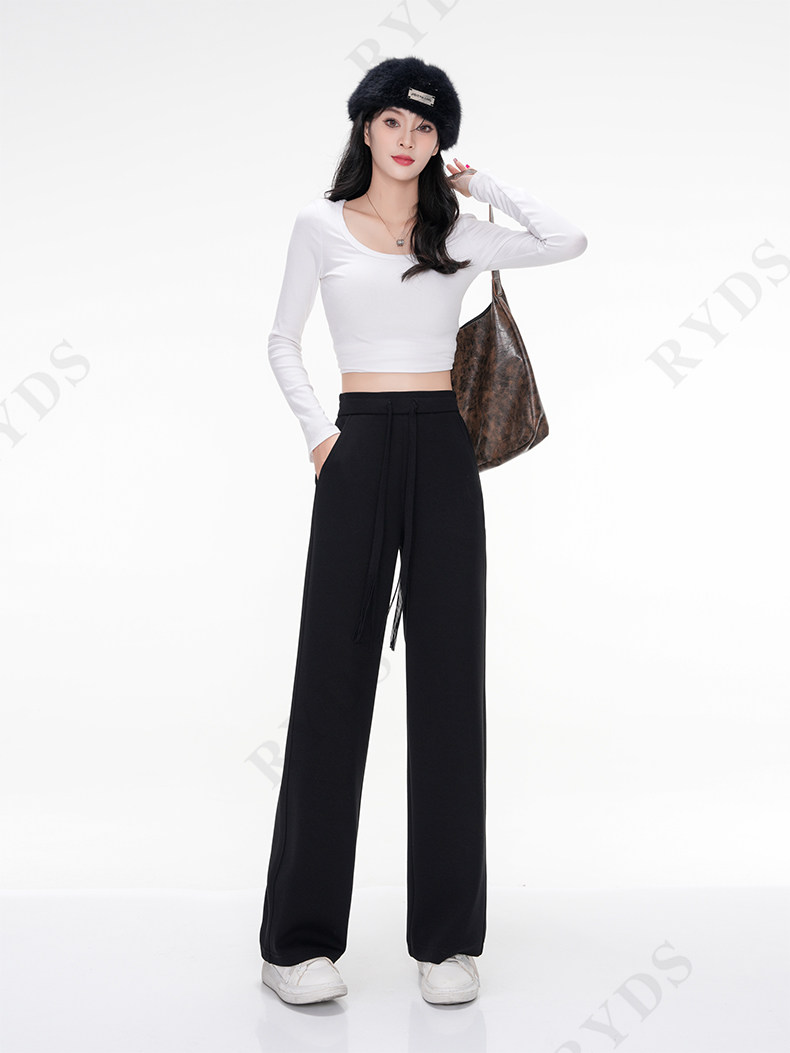 显高显瘦春秋款垂感高腰休闲裤子女小个子,女装休闲裤,拓晨羊绒