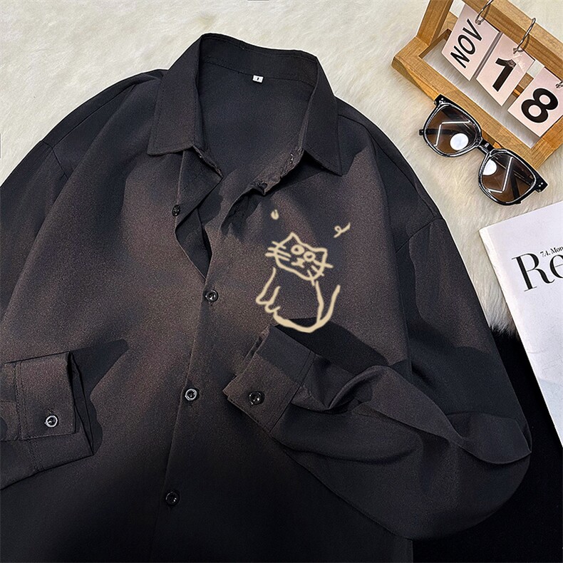 新中式长袖衬衫男士春秋季oversized风痞帅潮牌外套1120/P35，男装衬衫，星座506B