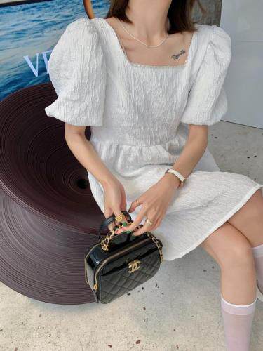 方领小钻连衣裙，女装连衣裙，晶晶