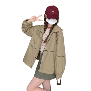 现货 韩版休闲百搭显瘦短款风衣外套女 2D075-(P150-K200）图片