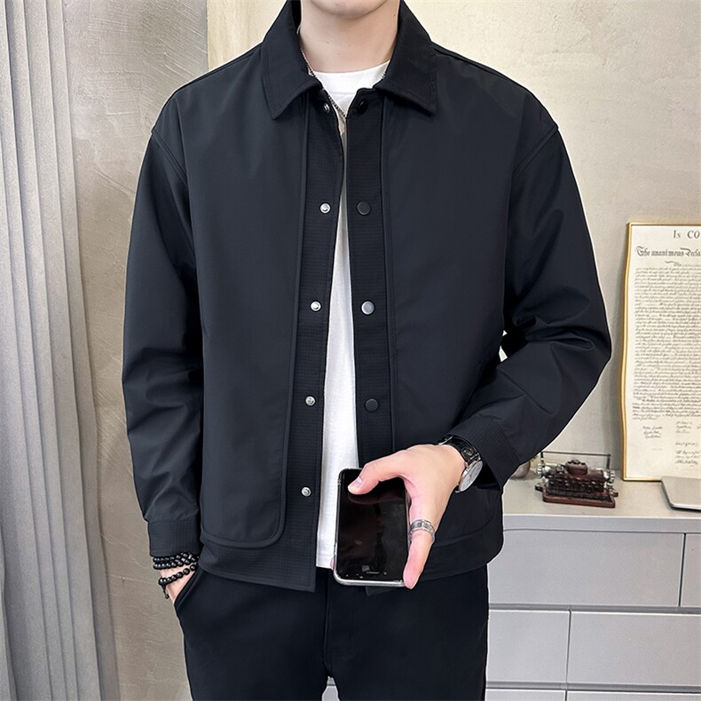 @店主-抖音男士高端针织拼接假两件工装夹克外套505-P100,男装夹克,电商D246