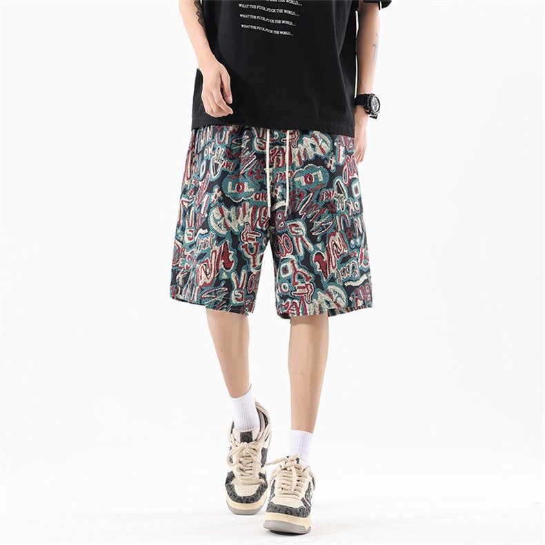 短裤男夏季美式复古拼接五分裤潮牌宽松大码XZ102B-1DK2589P25,男装牛仔裤,星座102B-1