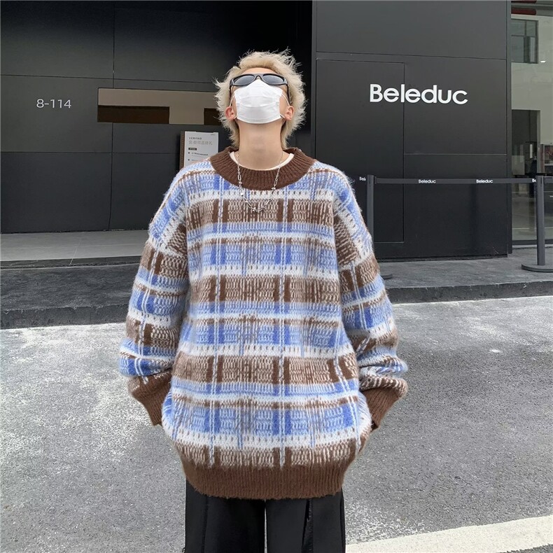 polo领毛衣男秋冬季翻领针织衫美式潮流宽松慵懒风外套,男装针织衫/毛衣,星座716-4