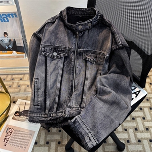 立领牛仔外套男春季复古潮牌短款外套美式夹克JK08638-P83图片