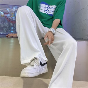 夏季新款男纯色直筒阔腿休闲裤薄潮流运动裤D201-DM155-P40图片