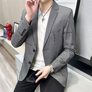 春秋帅气休闲韩版修身提花男士小西服 两扣西服XZ613B-5316-P70图片