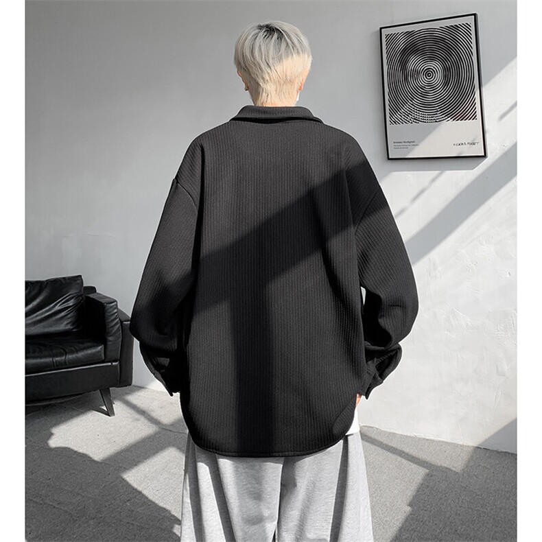 8XL-M春季衬衫外套纯色大码复古宽松轻熟风穿搭长袖衬衣CS9003P58,男装衬衫,电商B238