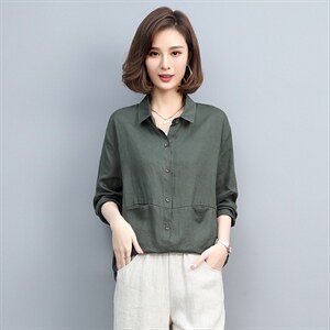 棉麻衬衫女装亚麻上衣2025年春夏季新款妈妈防晒衣长袖女士外套薄图片