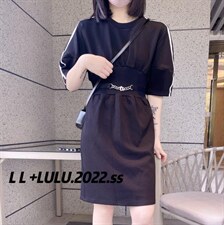 腰链条连衣裙，女装连衣裙，LL+