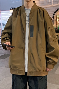 JK751 P68港风二开宽松棒球服夹克百搭落肩简约上衣外套图片